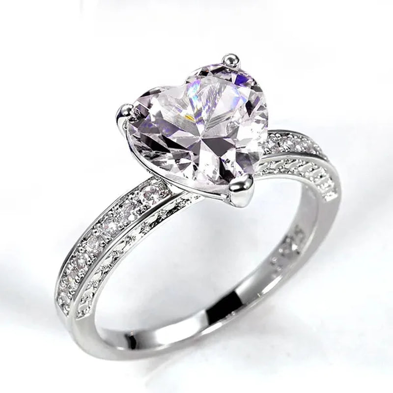 Luxury Solitaire Women Heart Diamond Engagement Rings AAAA Pink Sapphire Proposal Rings for Girlfriend Fine Anniversary Gift