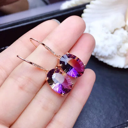 2022 Fashion Trend New Earrings Colorful Gemstone Amethyst Plating 18K Earrings for Women Charm Jewelry Christmas Party Gift