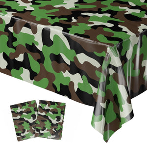 Camouflage Party Table Covers (Pack of 2) - 54"X108" XL - Camouflage Party Supplies, Camo Party Supplies, Camo Plastic Table Cover, Army Table Cover, Camo Theme Party, Army Green Party