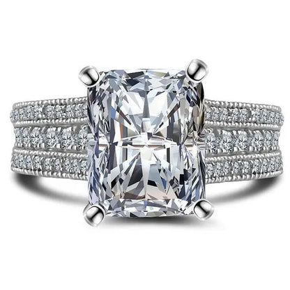 Fashion Bride Jewelry Gorgeous 925 Sterling Silver White Sapphire Eternal Diamond Ring Female Wedding Proposal Engagement Anniversary Party Accessories Gift Promise Rings Size 4-12 Bague Femme