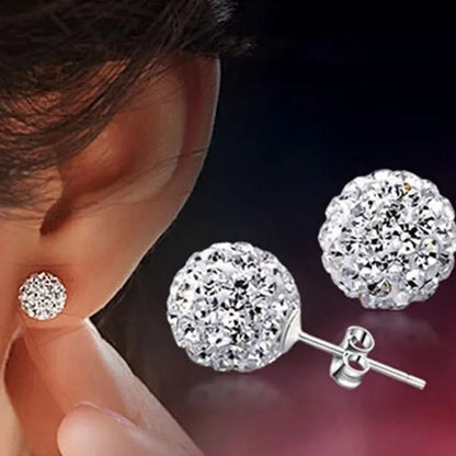 925 Sterling Silver Earrings Super Flash Diamond Earrings Full Diamond Earrings Shambala Ball Pendientes