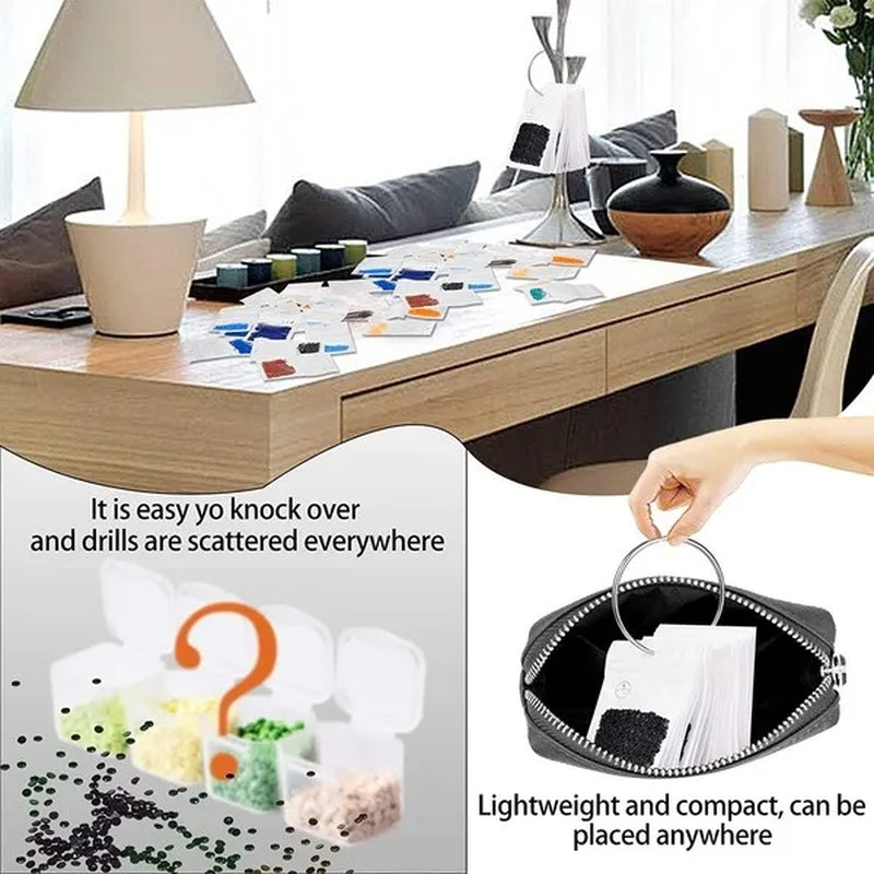 50 PCS Diamond Painting Storage Containers Self-Seal Bags with Loose Leaf Binder Rings Diamond Tray Number Sticker Lable Sheets