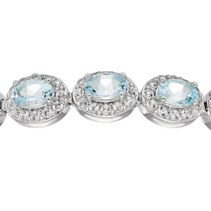 Aquamarine and White Topaz Bolo Bracelet