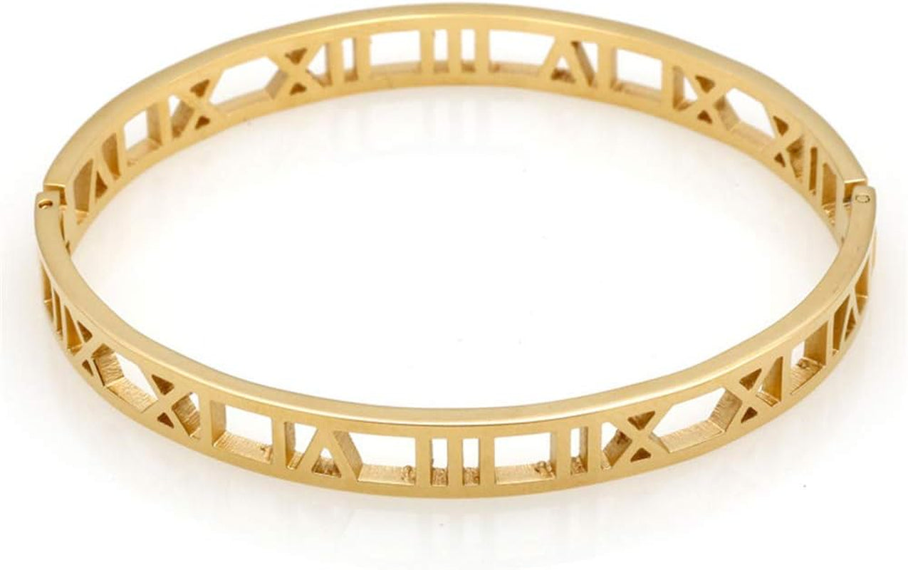 Roman Numeral Series Hollow Carved Bracelet, Fashionable Women'S Bracelet, Roman Numeral Bracelet, Three-Color Roman Bracelet