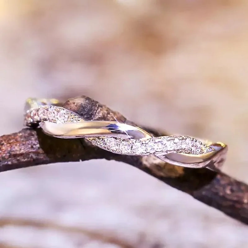 Diamond Ring Engagement Ring Diamond Anniversary Twined Vine Simple Infinity Eternity Ring Bridal Women Promise Ring Anniversary Gold Wedding Bands Size 4-10