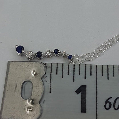 10K Gold round White Diamond & Blue Sapphire Ladies Graduating Journey of Life Pendant