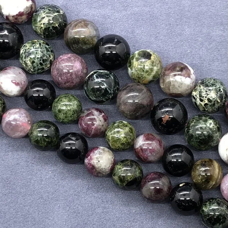 AAAAA Green Tourmaline Beads 6-12mm Round Natural Loose Stone Zeuxite Bracelet