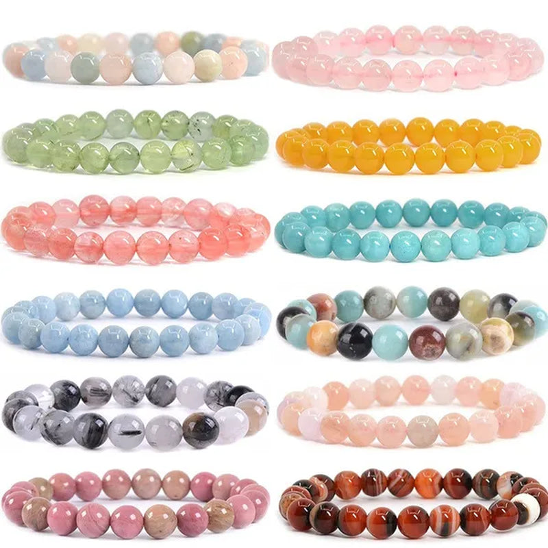 6Mm 8Mm Natural Stone Chakra Beaded Charm Bracelets Tiger Eye Amethyst Lapis Lazuli round Beads Bracelet Women Yoga Jewelry