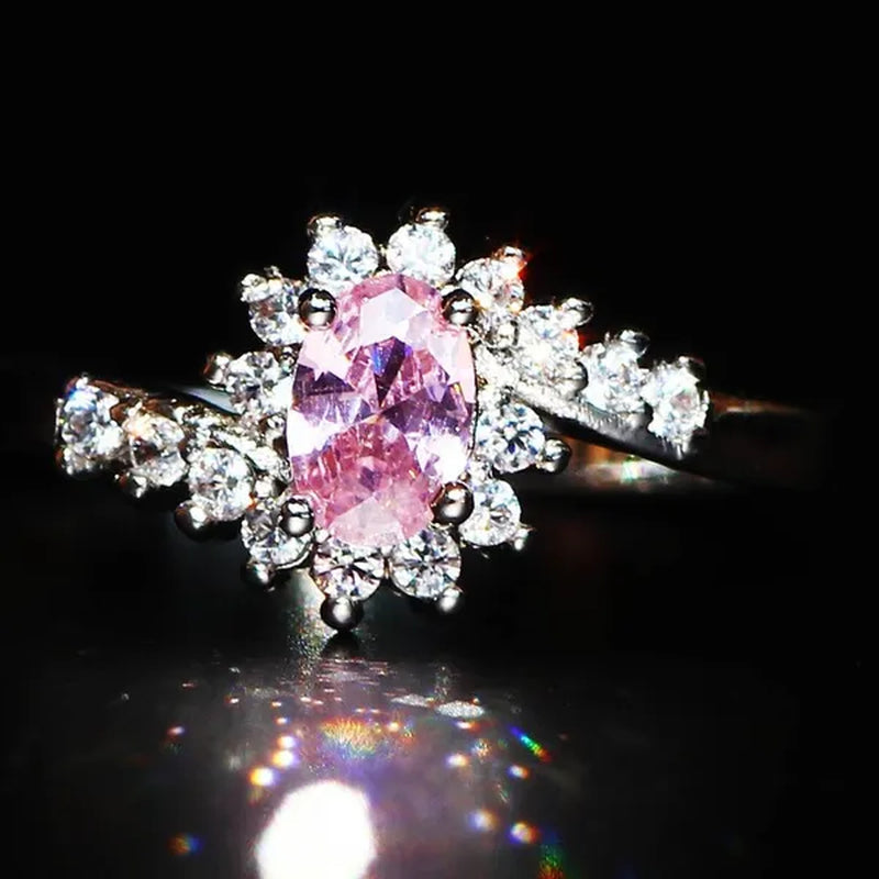 Exquisite Silver Natural Sapphire Gemstones Opal Birthstone Bride Princess Wedding Engagement Strange Ring Size 6 7 8 9 10