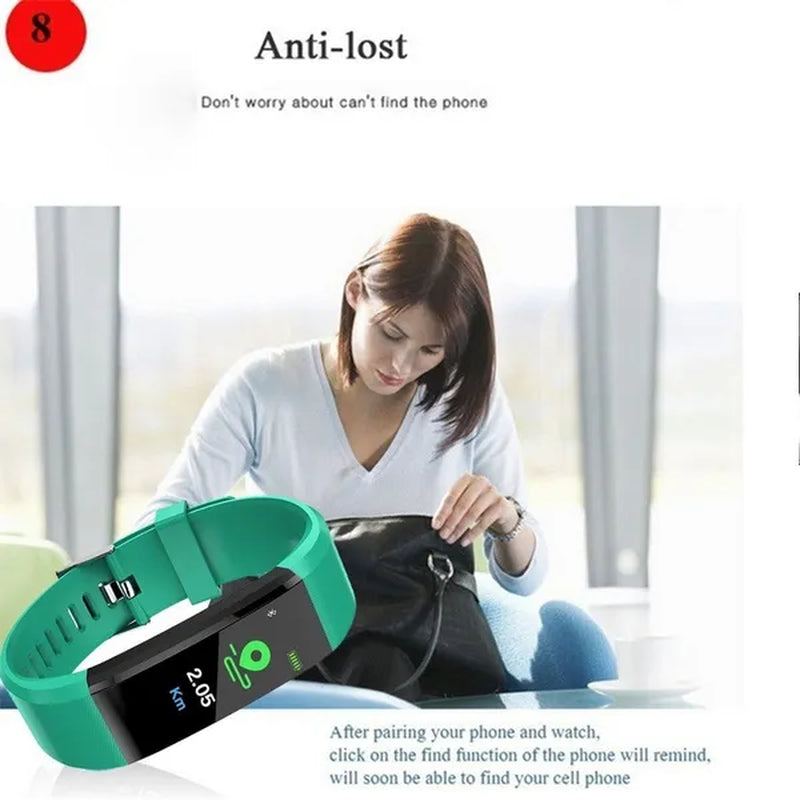 Color Screen Smart Bracelet Watch 115 Plus Blood Pressure Monitoring Heart Rate Monitoring Smart Wristband