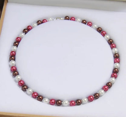 Hot sales 8mm white black brown color south sea shell pearl necklace bracelet earrings set handmade jewelry