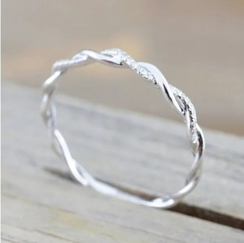 Diamond Ring Engagement Ring Diamond Anniversary Twined Vine Simple Infinity Eternity Ring Bridal Women Promise Ring Anniversary Gold Wedding Bands Size 4-10