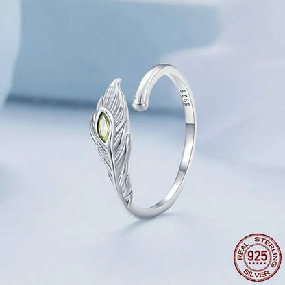 Peacock Feather Opening Ring for Women 925 Sterling Silver Fashion Jewelry Ring