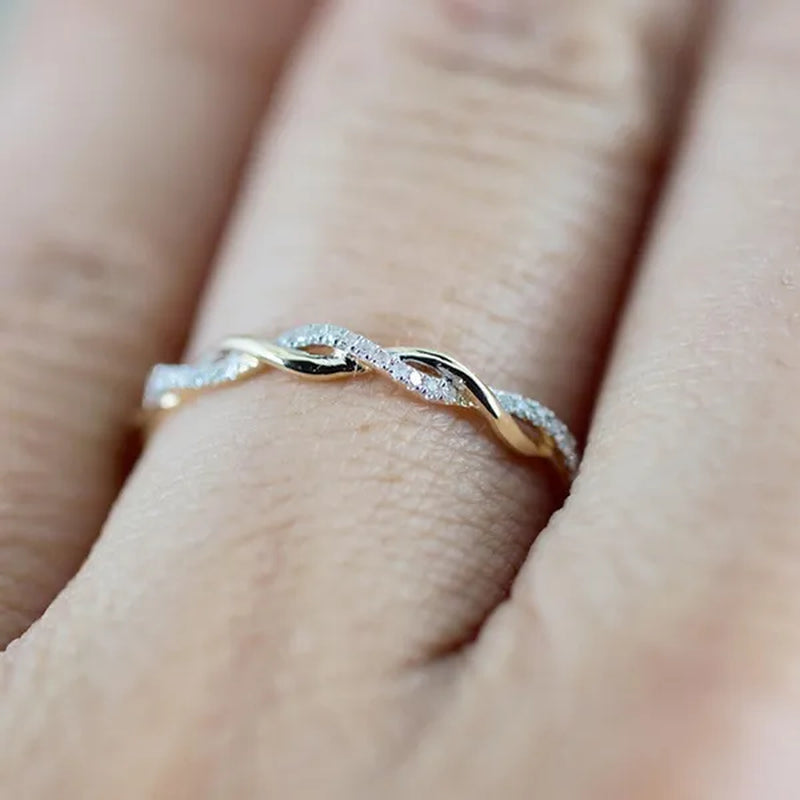 Diamond Ring Engagement Ring Diamond Anniversary Twined Vine Simple Infinity Eternity Ring Bridal Women Promise Ring Anniversary Gold Wedding Bands Size 4-10