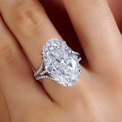 Luxury Fashion Micro Pave Cubic Zirconia Diamond 4 Prong Setting Oval Cut White Sapphire Rings for Women Bridal Wedding Ring