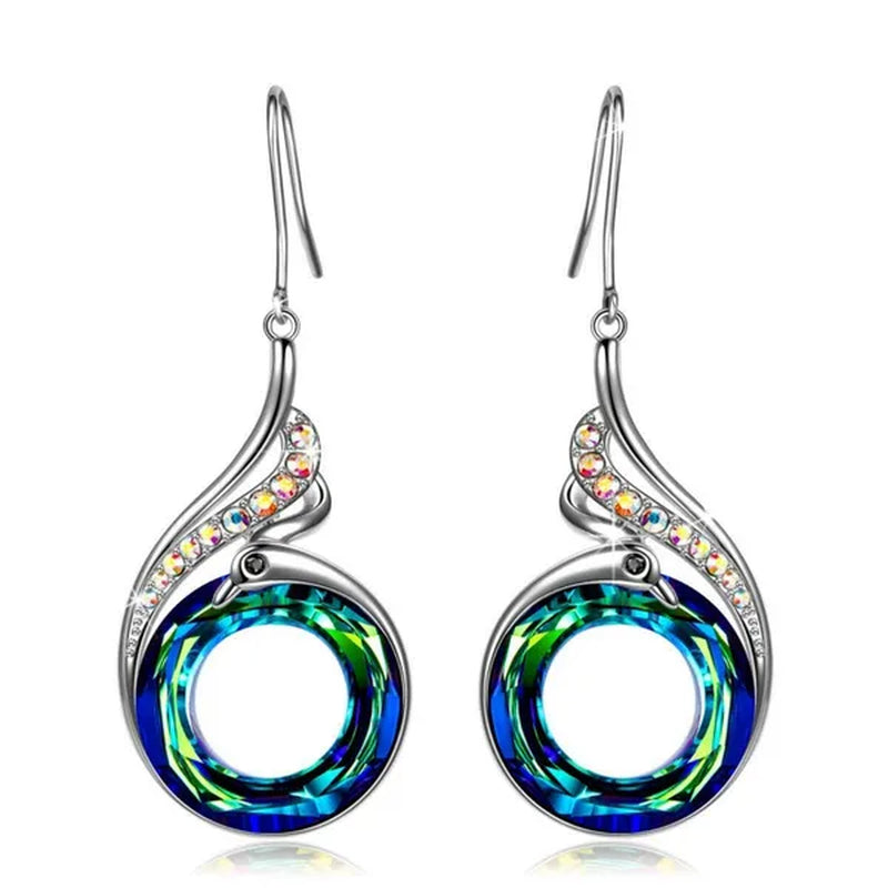 2 colors Woman's ❤️Nirvana of Phoenix❤️  Crystals Earrings ( Blue /  Multi )