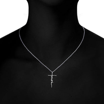 Faith Cross Necklace for Women 925 Sterling Silver Pendant Necklace with Birthstone Initial Christian Religious Confirmation Baptism Gifts