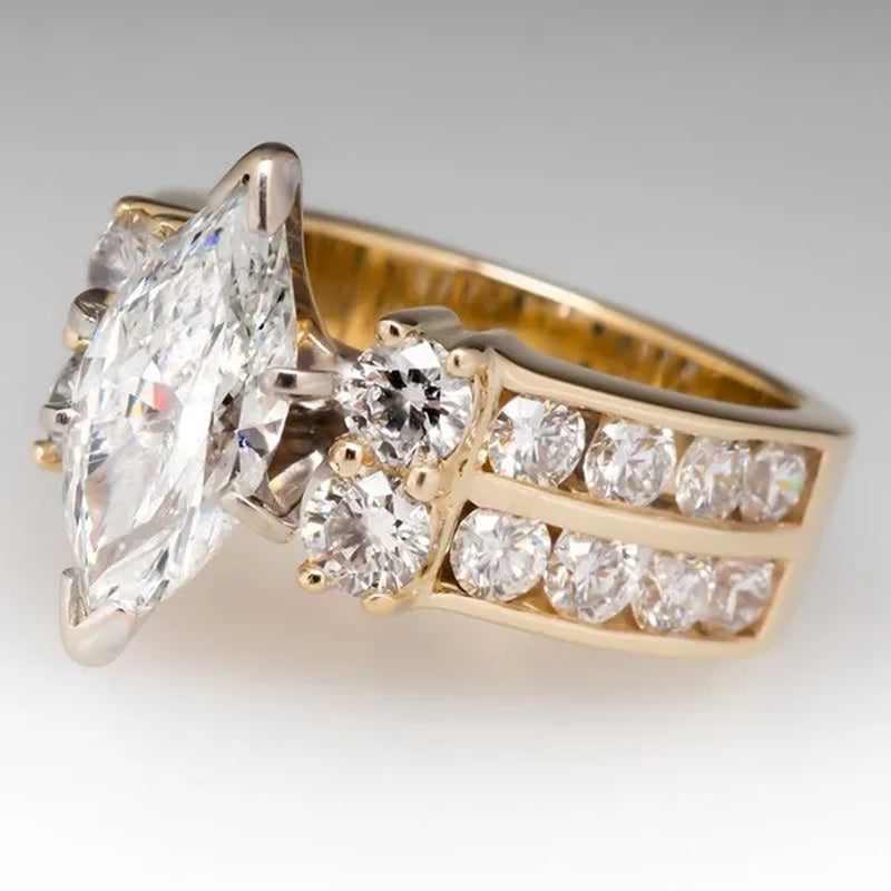 Exquisite Marquise Cut Zircon Rings for Women Engagement Rings Elegant Bridal Wedding Jewelry Gift