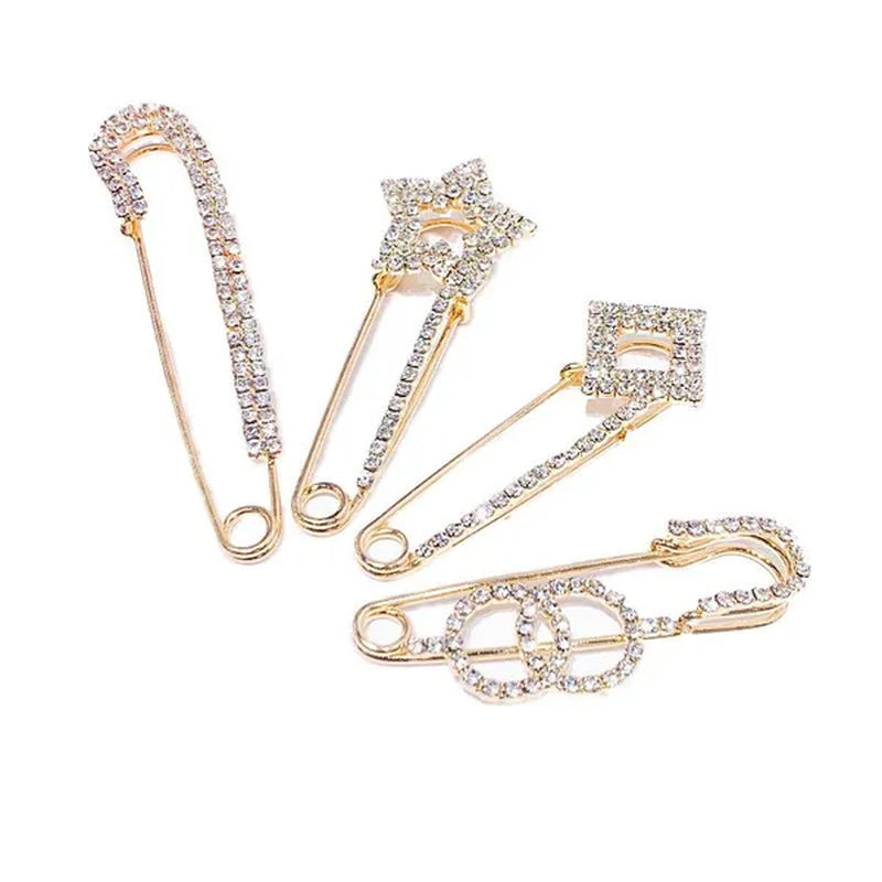 Women Brooch Pins Sweater Shawl Clips Crystal Brooches, Safety Pins Dress Shirt Clips for Women Rhinestone brooch women's anti slip button clothing accessories