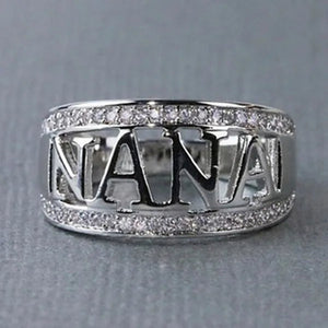 Exquisite Nana Ring Cubic Zirconia Diamond Jewelry Grandmother Birthday Christmas Gift