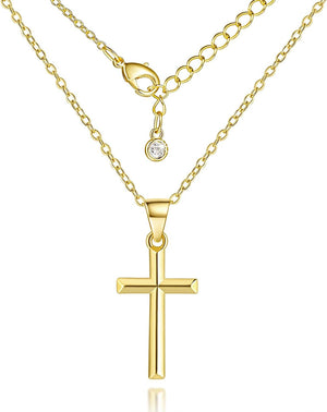 14K Gold Cross Necklace for Women Small Cross Necklace for Women 14K Gold Necklaces for Womens Trendy Modern Minimalist Inspiration Golden Jewelry for Womens Crosses Pendant (A-Cross)