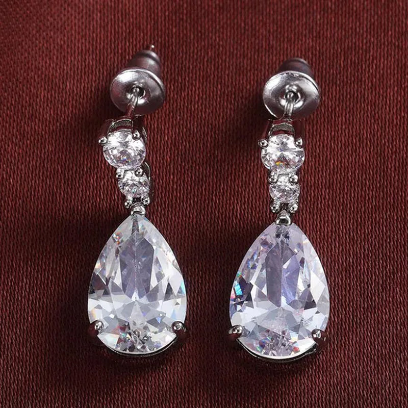 Exquisite Waterdrop Amethyst Drop Earrings for Women Engagement Wedding Jewelry Lover Birthday Gift