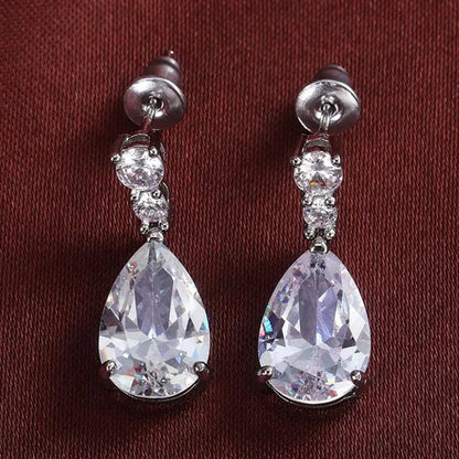 Exquisite Waterdrop Amethyst Drop Earrings for Women Engagement Wedding Jewelry Lover Birthday Gift