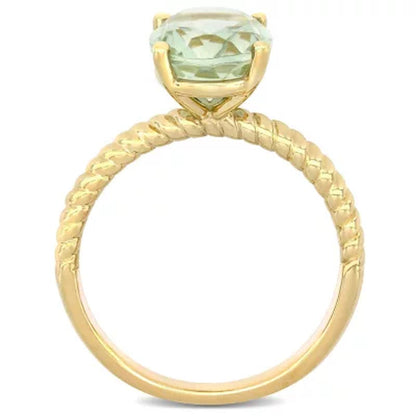 Prasiolite Quartz Promise Ring in 14K Yellow Gold