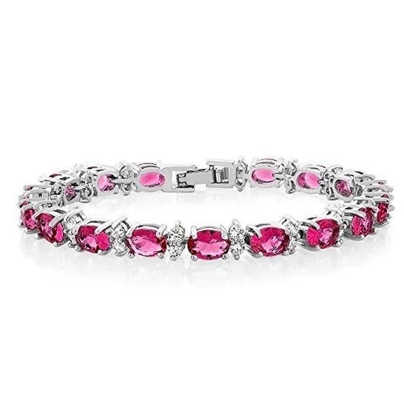 Gem Stone King 925 Sterling Silver Gorgeous Oval and Round Sparkling Cubic Zirconia CZ Tennis Bracelet Jewelry Gift
