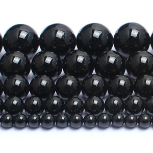 Natrual Round Stone Beads Genuine Black Tourmaline Stone Beads for Jewelry Making Bracelet Necklace 15inches 4/6/8/10/12mm
