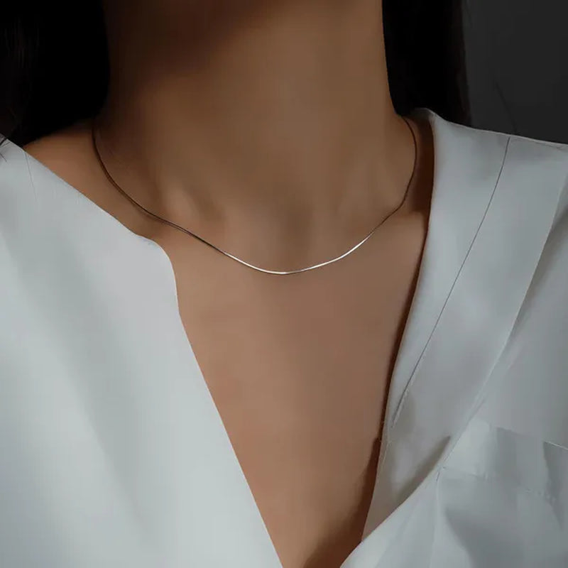 Stacked Jewelry 2mm Snake Chain Gold Plated 925 Sterling Silver Necklace for Women