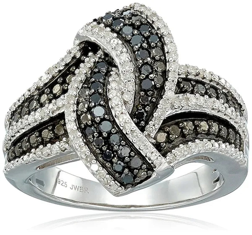 Exquisite Women's  Ring Black & White Sapphire Jewelry Birthday Proposal Gift Bridal Engagement Party Band Rings Size 5 - 11