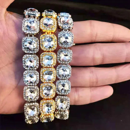 Hip Hop Bracelet Cuban Link Bracelet Ice Out Tennis Bracelet for Men and Women Hip Hop Jewelry