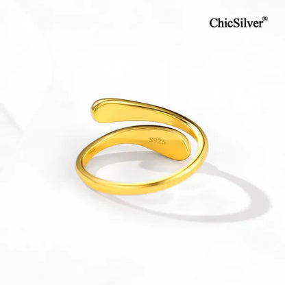 ChicSilver 925 Sterling Silver Ring Minimalist Teardrop Open Ring Eternity Ring Wedding Band for Women