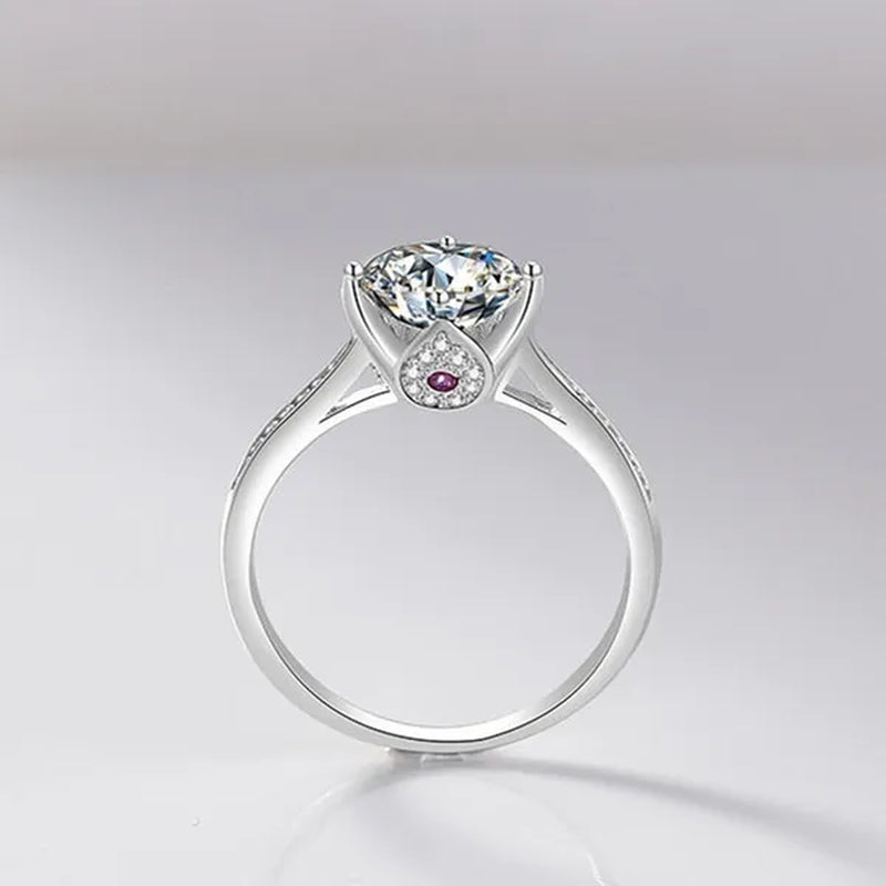 New Fashion Brilliant Round Cut Ruby Moissanite Ring 14K White Gold Plated Anti-tarnish Elegant Engagement Wedding Ring for Lover Precise Size 5-12