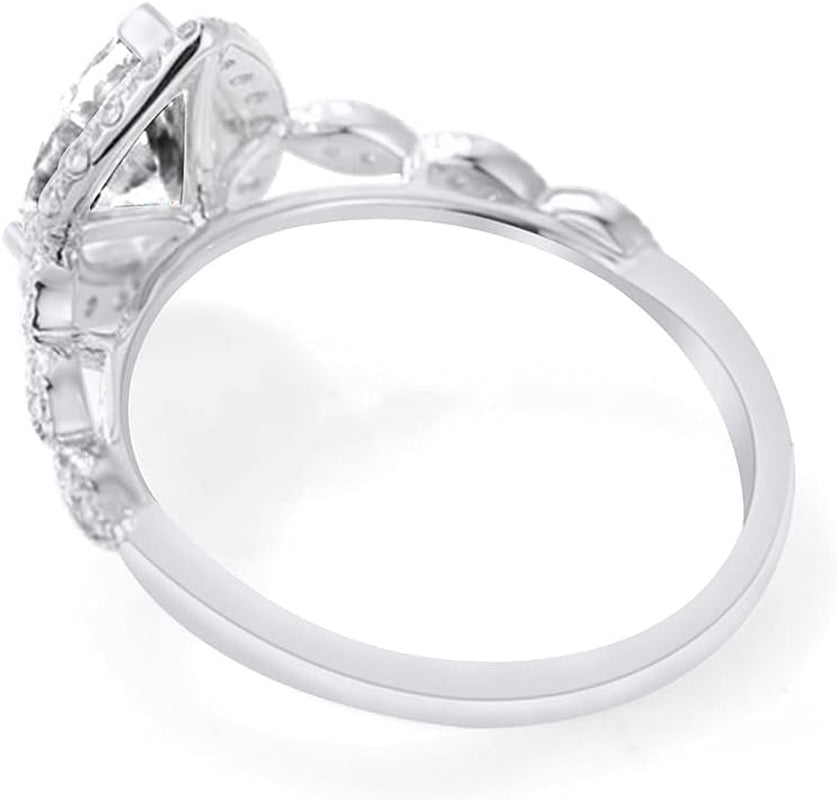 925 Sterling Silver Teardrop Infinity Design, Center 12X8MM (2.75 Ct) Pear Cut Moissanite Lab Created Diamond Engagement Promise Ring Jewelry for Women Gifts for Her (3.25 Ct)