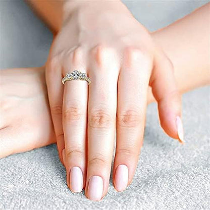 3 Stone Moissanite Engagement Rings for Women, 1 Ct Tw D Color VVS1 Clarity Lab Created Diamond Rings 14K White Gold Vermeil Moissanite Rings for Women Anniversary Jewelry Gifts