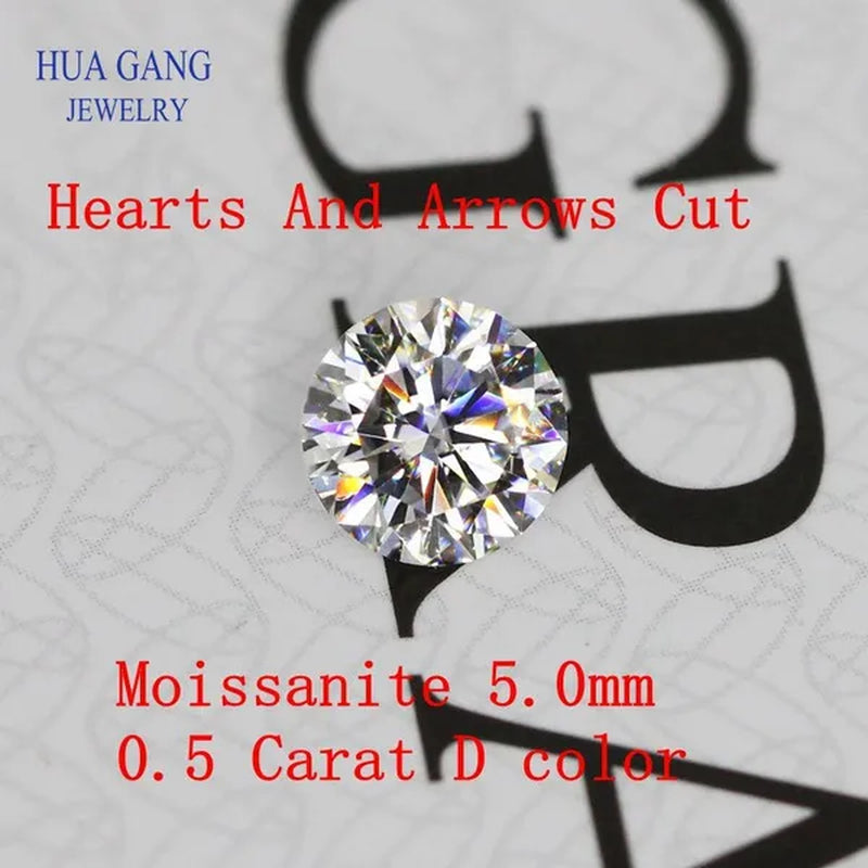 Moissanite 0.5 Carat D Color Round Brilliant 5.0mm Loose Moissanite Stone VVS1 Excellent Cut DIY for jewelry making