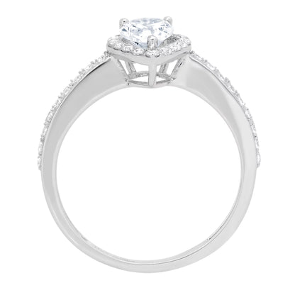 0.8 Ct Brilliant Pear Cut Simulated Blue Diamond 14K White Gold Halo Solitaire with Accents Engagement Ring SZ 11