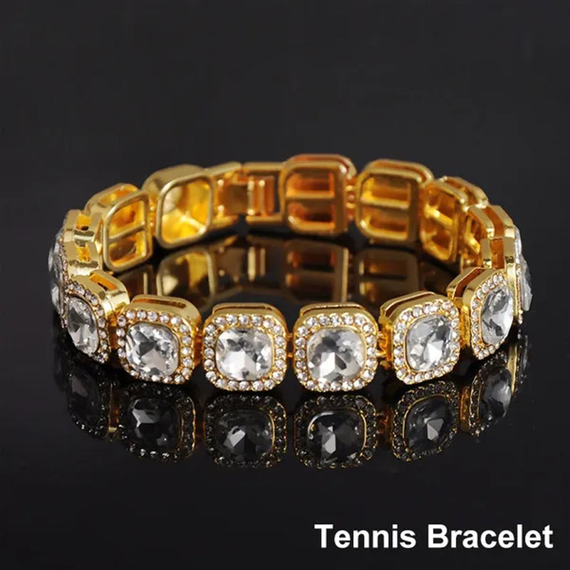 Hip Hop Bracelet Cuban Link Bracelet Ice Out Tennis Bracelet for Men and Women Hip Hop Jewelry
