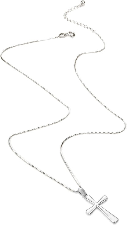 Sterling Silver Cross Necklace for Women 925 Sterling Silver Simple Classic Cross Pendant Necklace Handmade Crosses Religious Jewelry