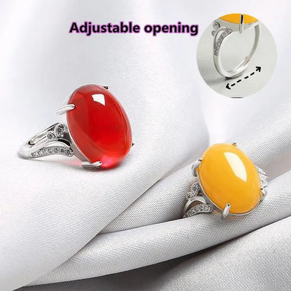 Gem ring  ruby red agate Adjustable opening ring female living ring girlfriend gem ring 5 colors