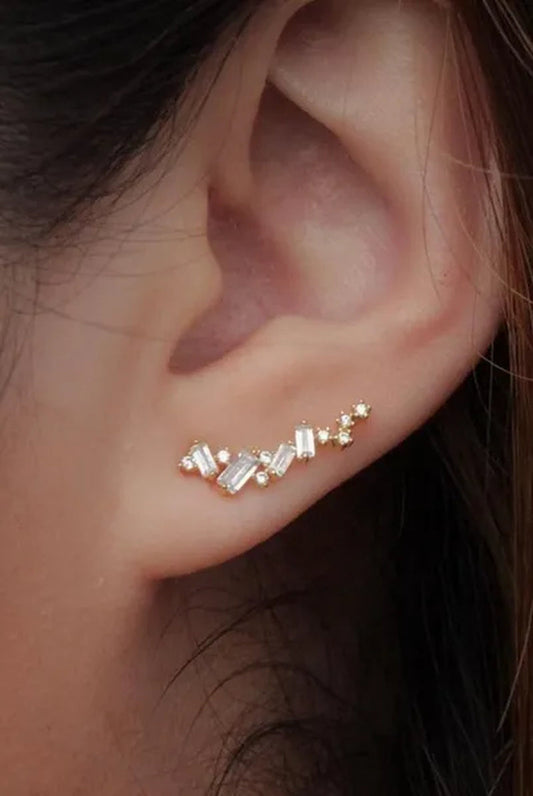 Climbing Earrings for Women Crystal Zircon Stud Earrings Girl Birthday Party Gift Jewelry