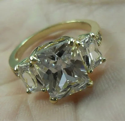 4-Color Natural 5.99CT Emerald/White/Alexandrite/Sapphire Diamond 14K Yellow Gold Ring Size 6-10