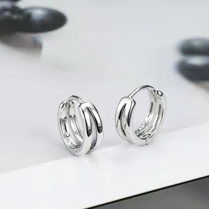 1Pair Stainless Steel Hoop Earrings Punk Multilayer round Double Hip Hop Pierced Stud Earrings