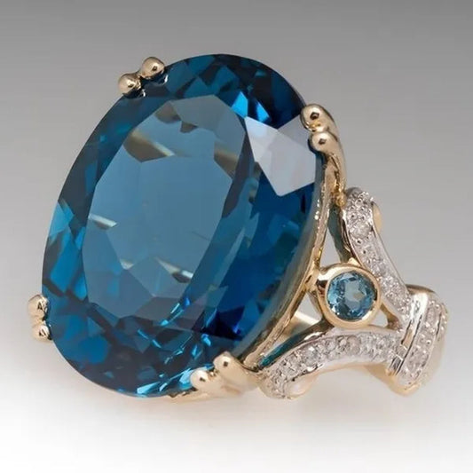 Fashion Gold Plated Plated Goose Egg Sapphire Women Wedding Engagement  Ring