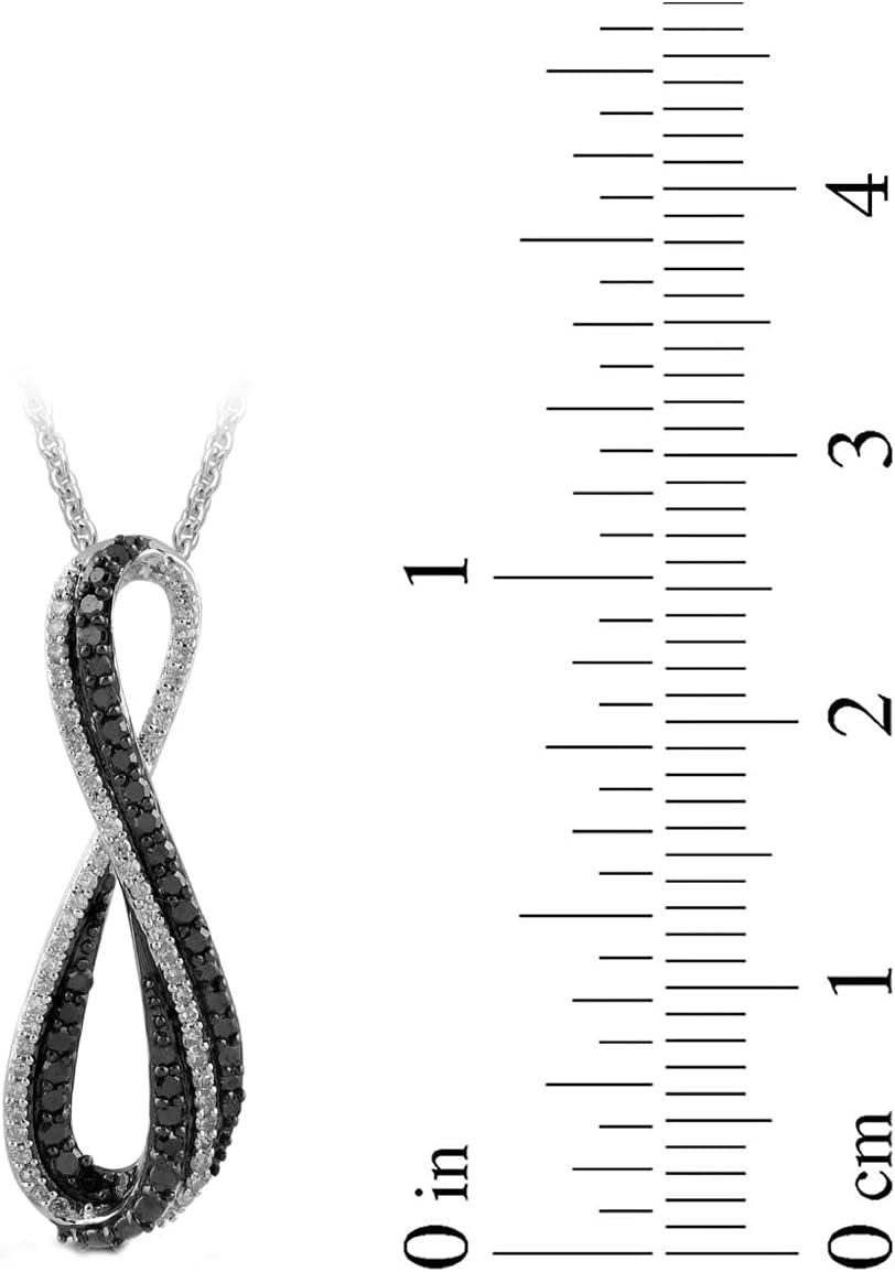 Sterling Silver Black and White Diamond Infinity Pendant Necklace (1/3 Cttw), 18" (Previously Amazon Collection)