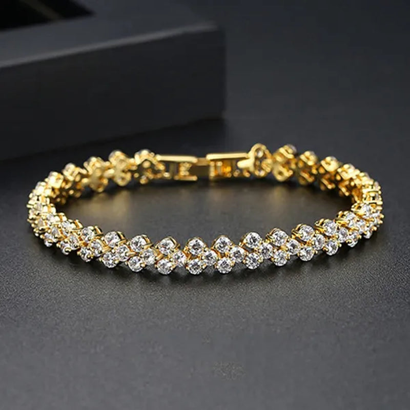 New Luxury Trendy Roman Bracelet Zircon Bangle for Women Bride Wedding Engagement Bracelet Party Anniversary Gift Jewelry