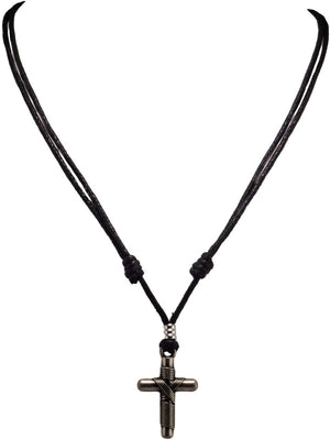 Wrapped Cross on Adjustable Cord Necklace
