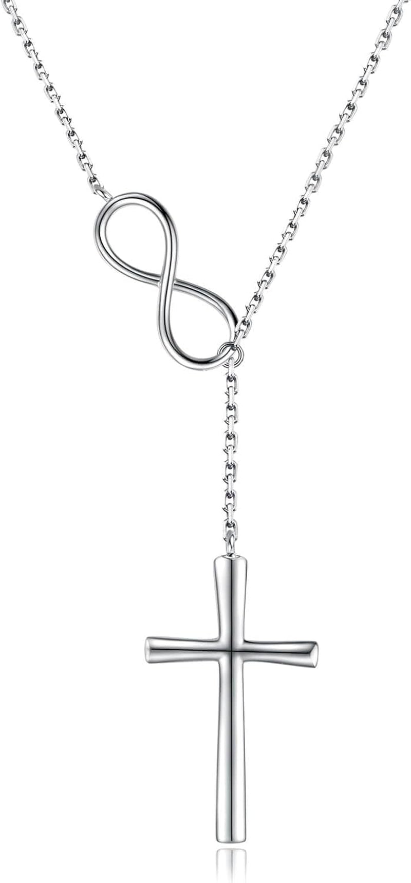 925 Sterling Silver Faith Hope Love Infinity Cross Pendant Necklace for Women Christian Birthday Christmas Jewelry